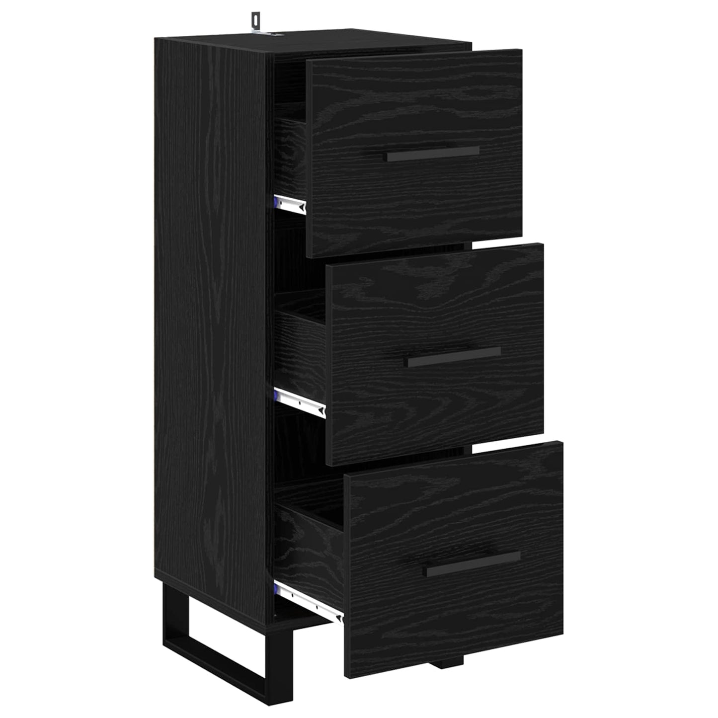 Sideboard Svart Ek 34,5 x 34 x 90 cm Konstruerat trä och järn