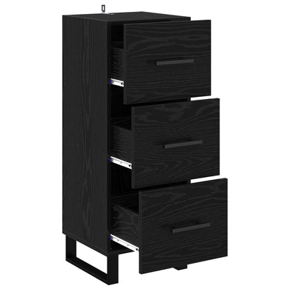 Sideboard Svart Ek 34,5 x 34 x 90 cm Konstruerat trä och järn