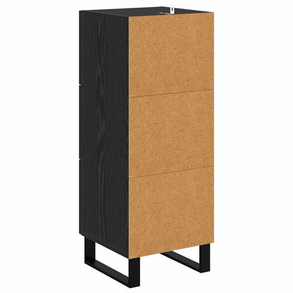 Sideboard Svart Ek 34,5 x 34 x 90 cm Konstruerat trä och järn