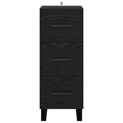 Sideboard Svart Ek 34,5 x 34 x 90 cm Konstruerat trä och järn