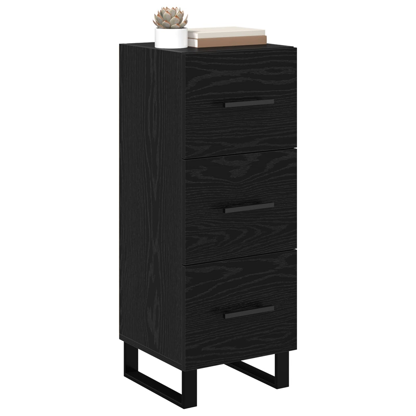 Sideboard Svart Ek 34,5 x 34 x 90 cm Konstruerat trä och järn