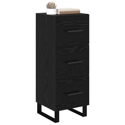 Sideboard Svart Ek 34,5 x 34 x 90 cm Konstruerat trä och järn