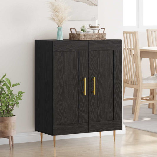 Sideboard Svart Ek 69,5 x 34 x 90 cm Konstruerat trä och järn