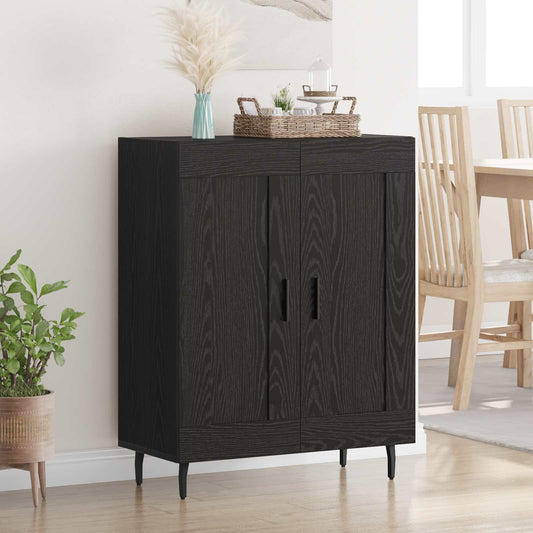 Sideboard Svart Ek 69,5 x 34 x 90 cm Konstruerat trä och järn