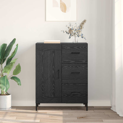 Sideboard med låda Svart ek 69.5 x 34 x 90 cm Konstruerat trä