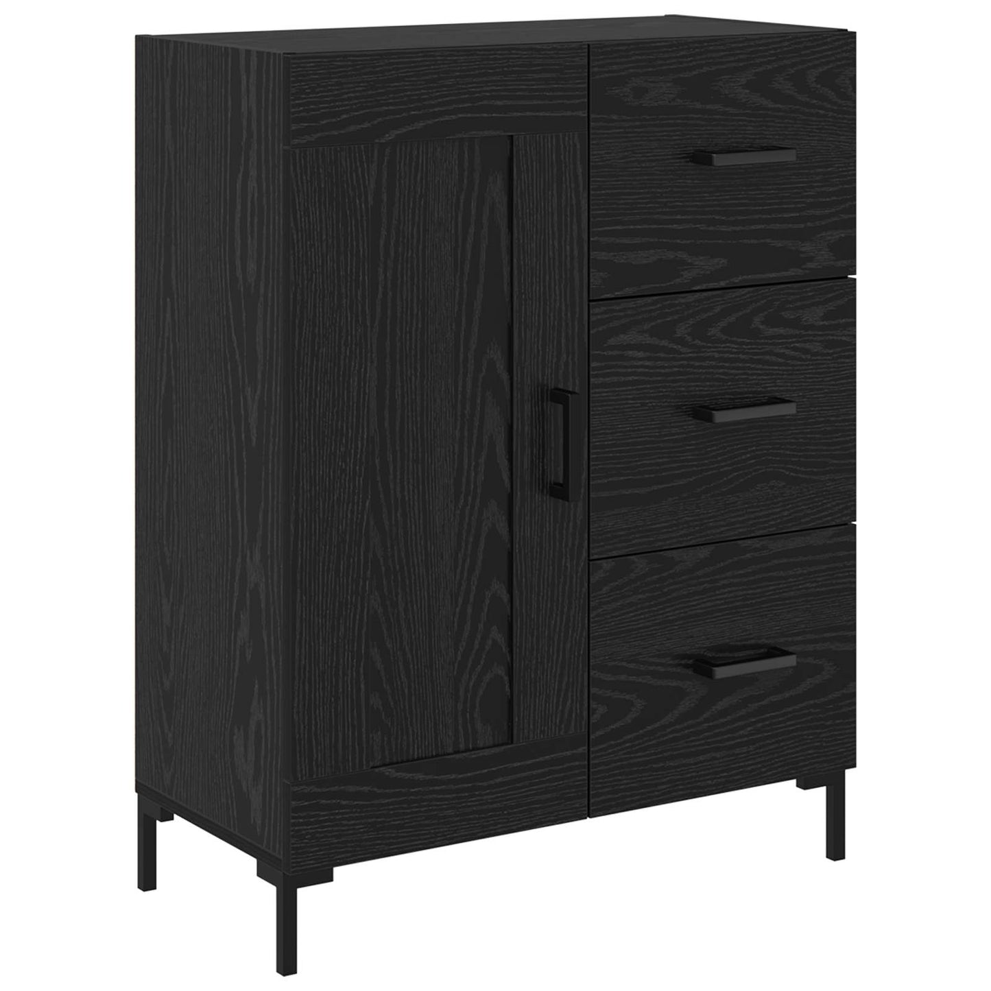Sideboard med låda Svart ek 69.5 x 34 x 90 cm Konstruerat trä
