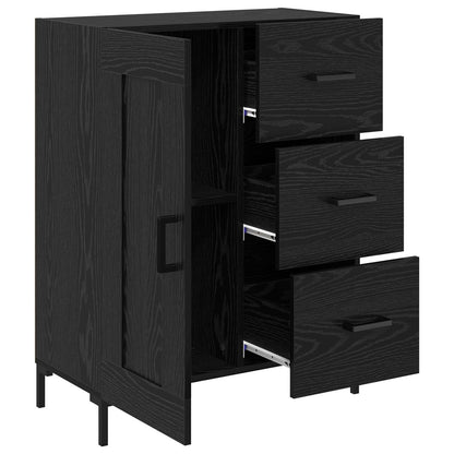 Sideboard med låda Svart ek 69.5 x 34 x 90 cm Konstruerat trä