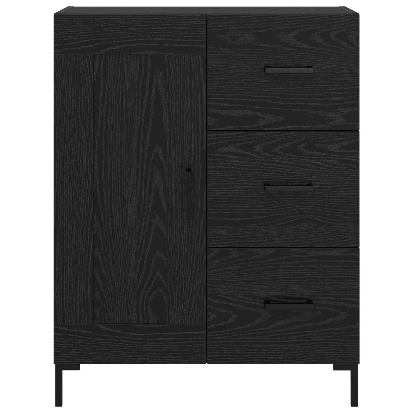 Sideboard med låda Svart ek 69.5 x 34 x 90 cm Konstruerat trä