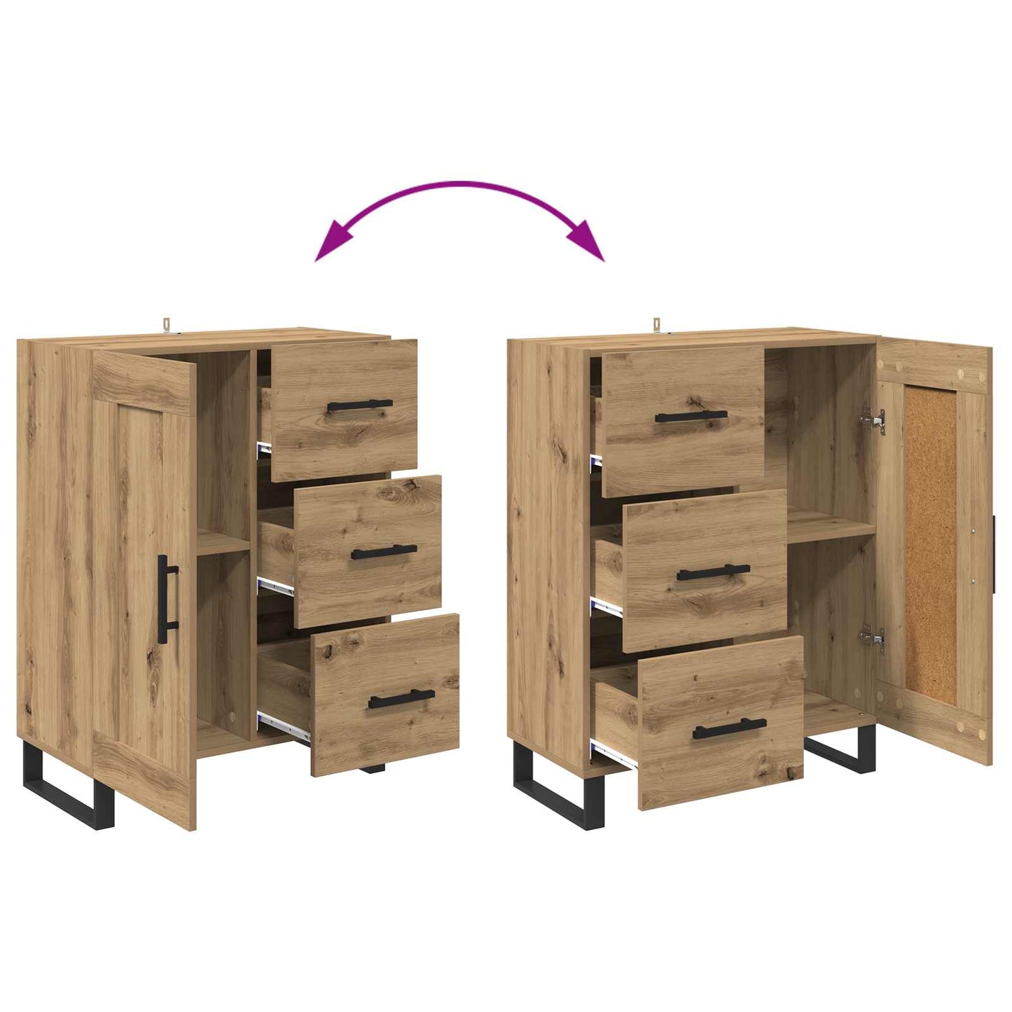 Sideboard Artisan Ek 69,5 x 34 x 90 cm Konstruerat trä och järn