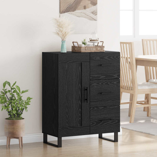 Sideboard Svart Ek 69,5 x 34 x 90 cm Konstruerat trä och järn