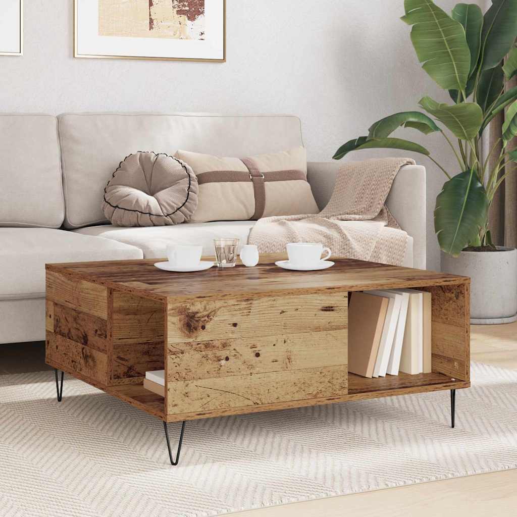 Soffbord Åldrat Trä 80 x 80 x 36,5 cm