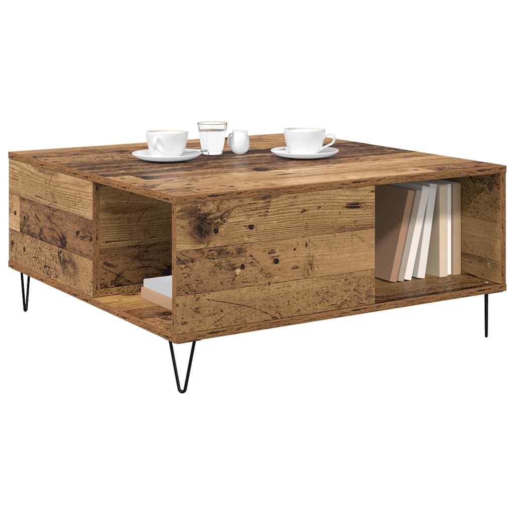 Soffbord Åldrat Trä 80 x 80 x 36,5 cm