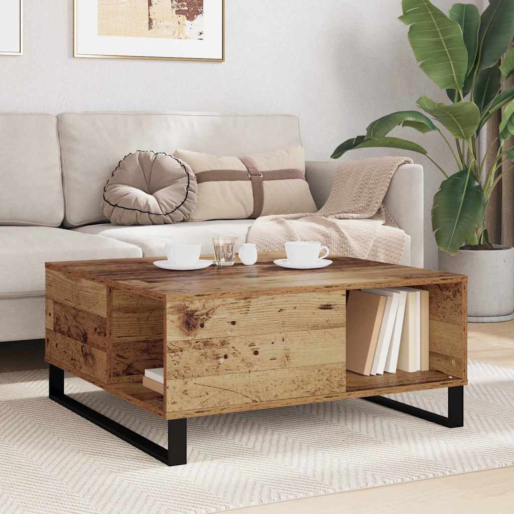 Soffbord Åldrat Trä 80 x 80 x 36,5 cm