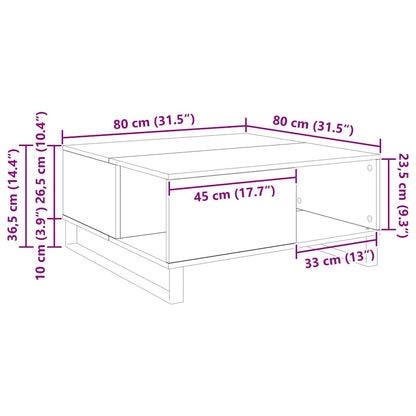 Soffbord Åldrat Trä 80 x 80 x 36,5 cm