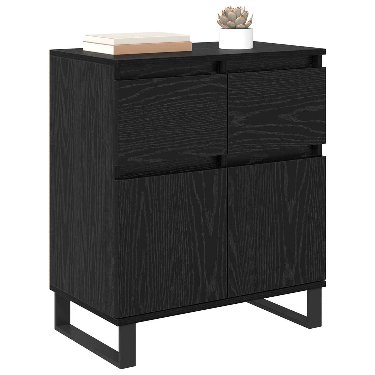 Sideboard Svart Ek 60 x 35 x 70 cm Konstruerat trä och järn