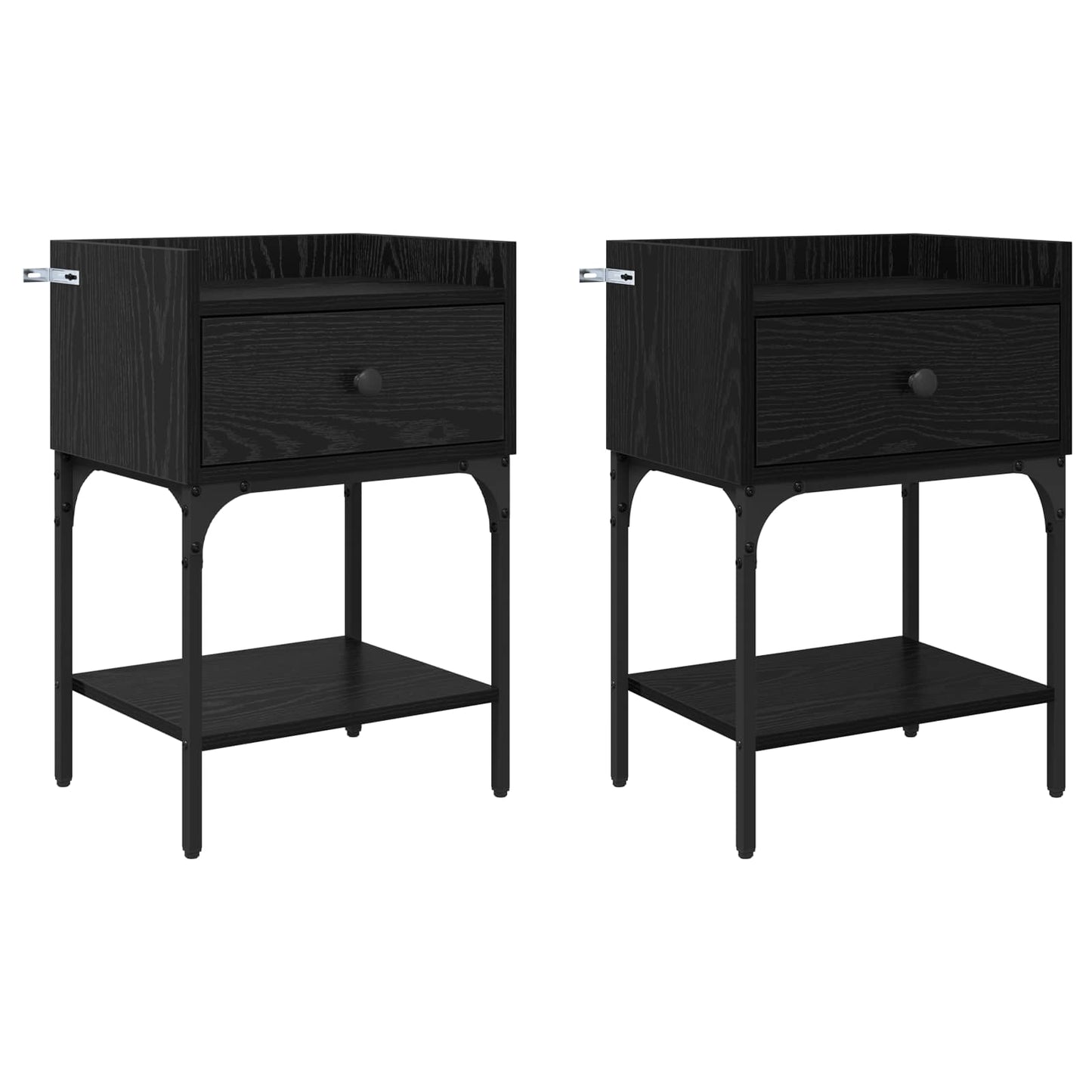 Sängbord 2 pcs Svart Ek 40 x 29 x 60 cm Konstruerat trä