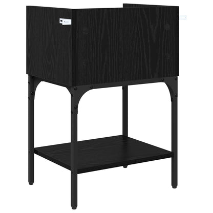Sängbord 2 pcs Svart Ek 40 x 29 x 60 cm Konstruerat trä