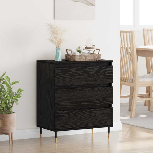 Sideboard med låda Svart Ek 60 x 35 x 70 cm Konstruerat trä
