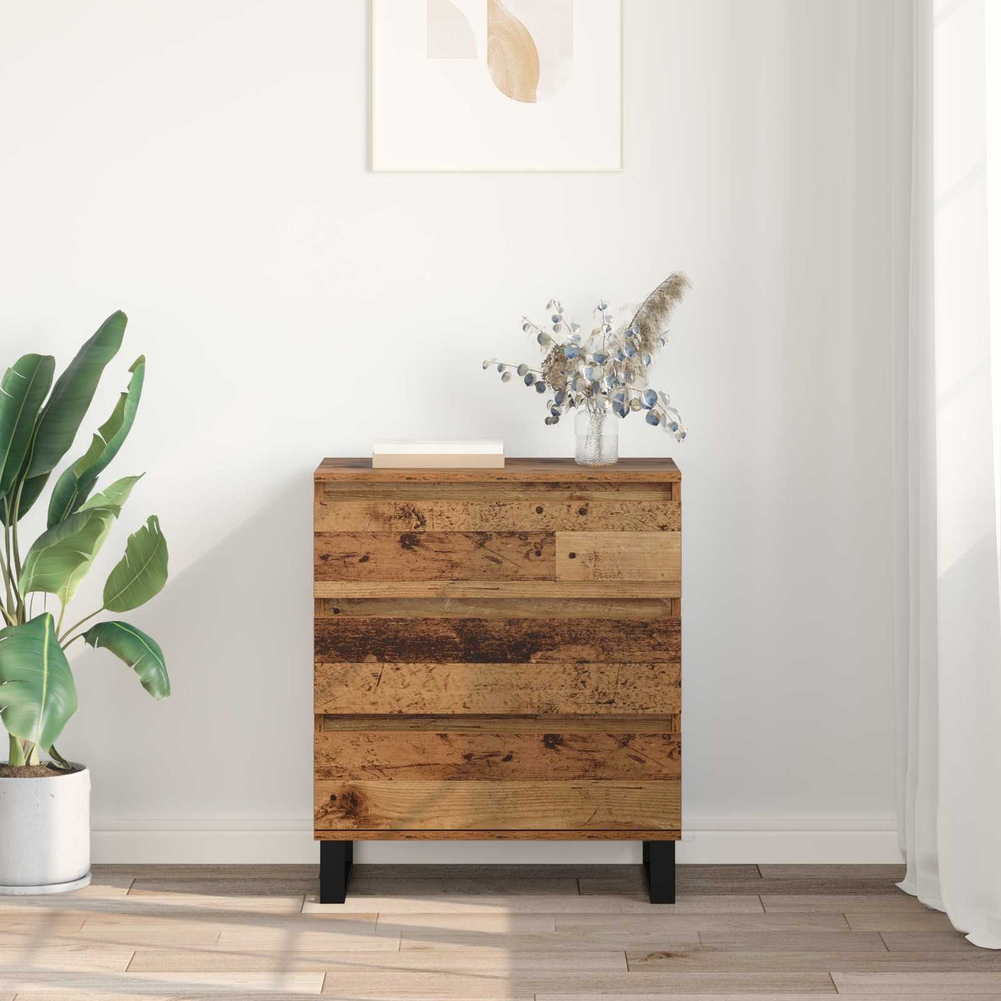 Sideboard med låda Gammalt trä 60 x 35 x 70 cm Konstruerat trä