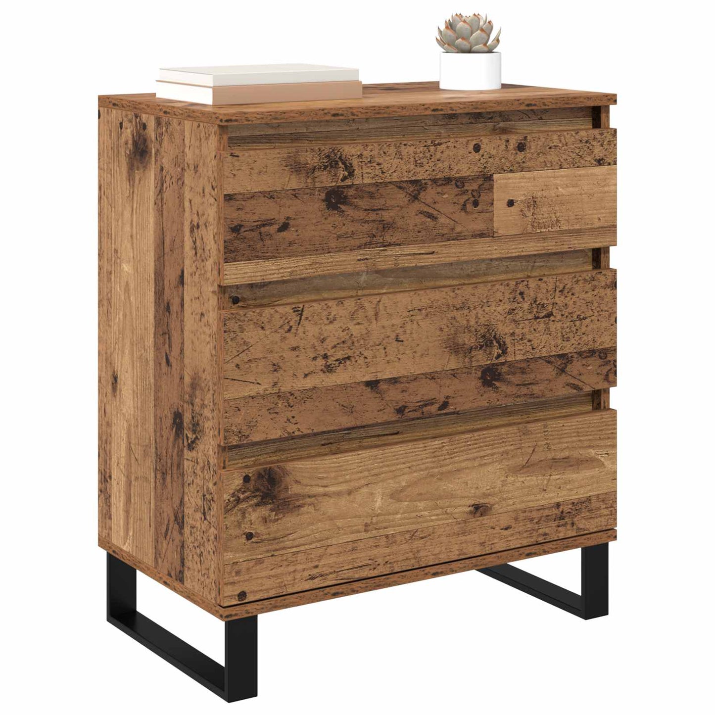 Sideboard med låda Gammalt trä 60 x 35 x 70 cm Konstruerat trä