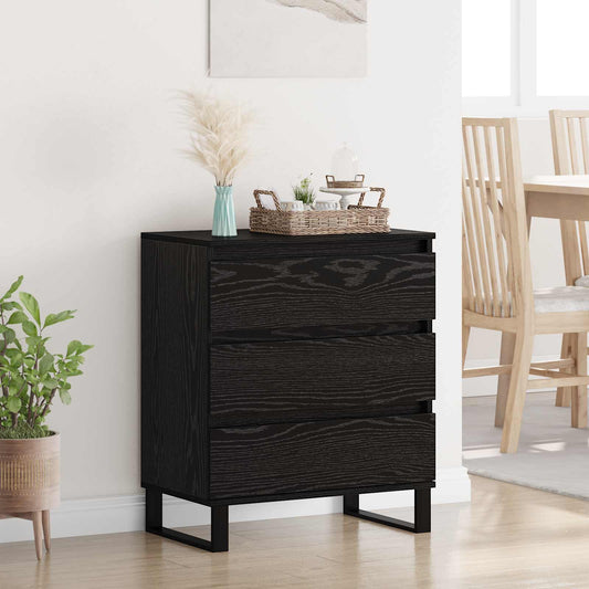 Sideboard med låda Svart Ek 60 x 35 x 70 cm Konstruerat trä