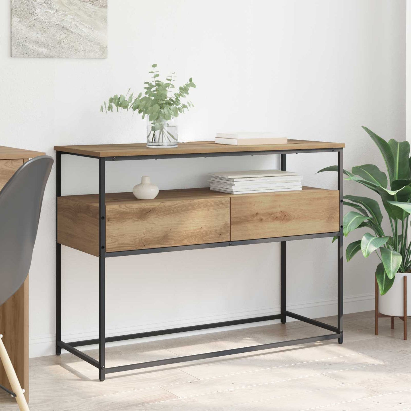 Konsolbord med låda Artisan Ek 100 x 40 x 75 cm Konstruerat trä