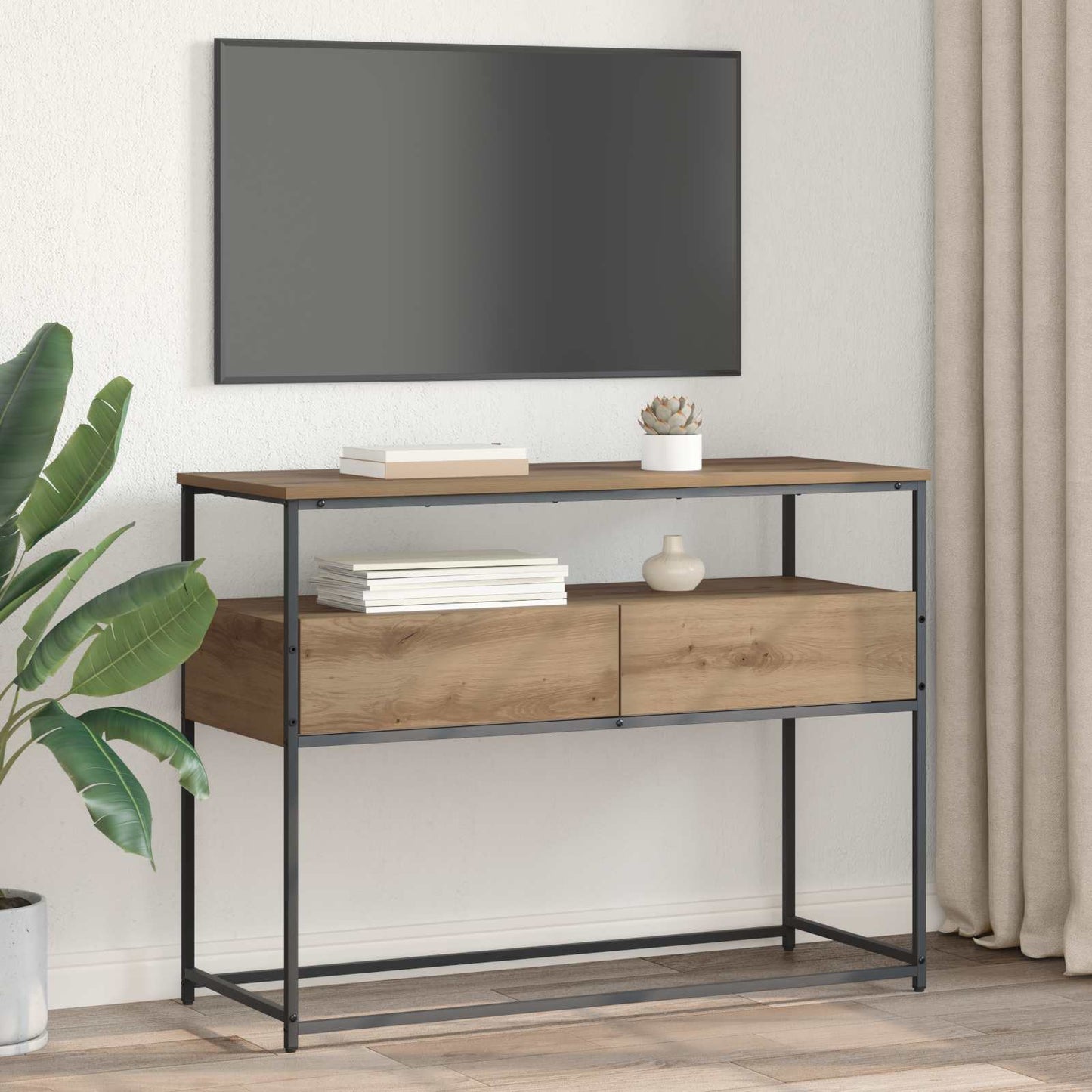 Konsolbord med låda Artisan Ek 100 x 40 x 75 cm Konstruerat trä