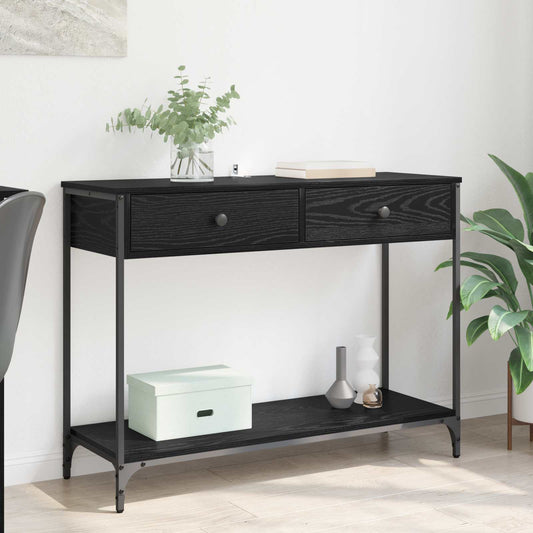 Konsolbord med låda Svart Ek 100 x 34,5 x 75 cm Konstruerat trä
