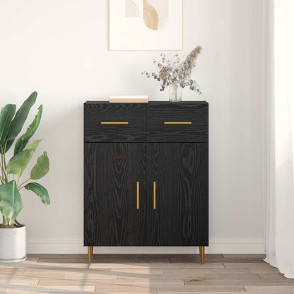 Sideboard med låda Svart Ek 69,5 x 34 x 90 cm Konstruerat trä