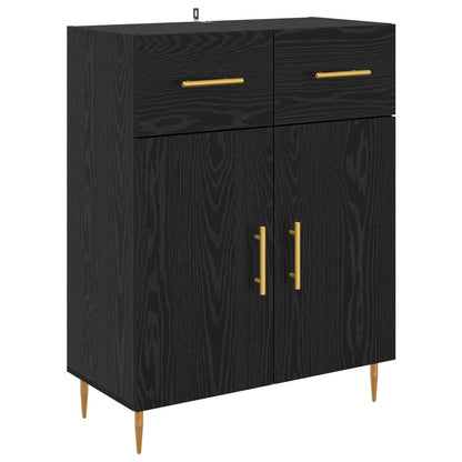 Sideboard med låda Svart Ek 69,5 x 34 x 90 cm Konstruerat trä