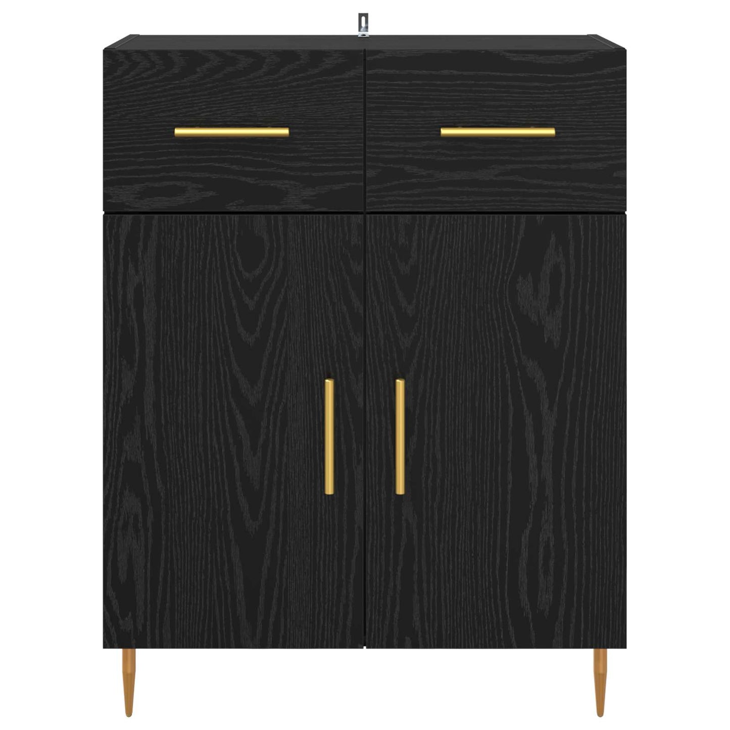 Sideboard med låda Svart Ek 69,5 x 34 x 90 cm Konstruerat trä