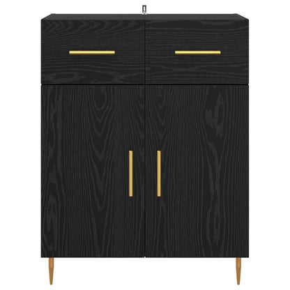 Sideboard med låda Svart Ek 69,5 x 34 x 90 cm Konstruerat trä