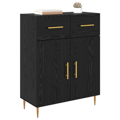 Sideboard med låda Svart Ek 69,5 x 34 x 90 cm Konstruerat trä