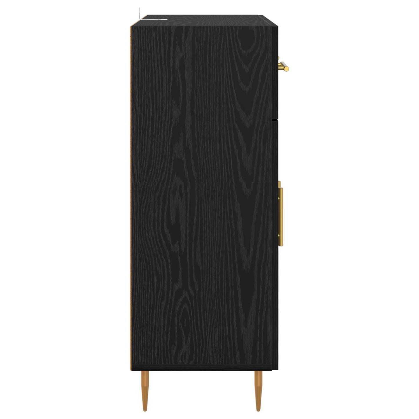 Sideboard med låda Svart Ek 69,5 x 34 x 90 cm Konstruerat trä