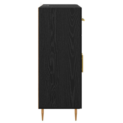 Sideboard med låda Svart Ek 69,5 x 34 x 90 cm Konstruerat trä