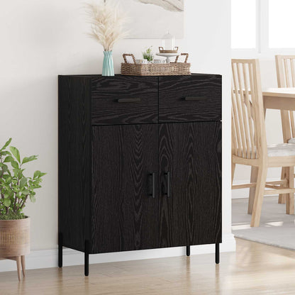 Sideboard med låda Svart Ek 69,5 x 34 x 90 cm Konstruerat trä