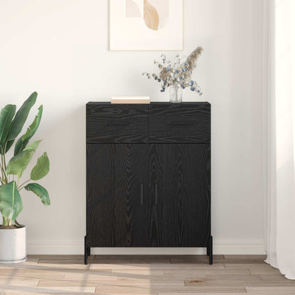 Sideboard med låda Svart Ek 69,5 x 34 x 90 cm Konstruerat trä