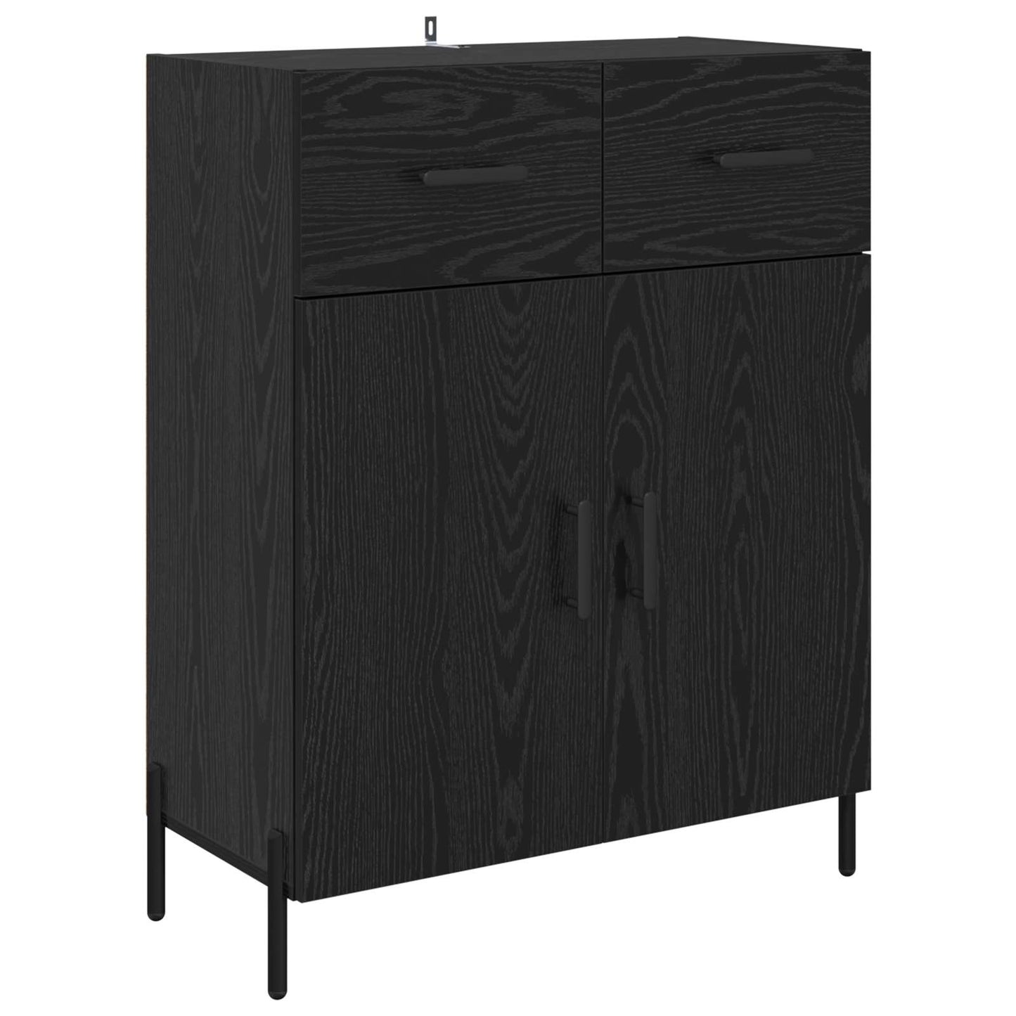 Sideboard med låda Svart Ek 69,5 x 34 x 90 cm Konstruerat trä