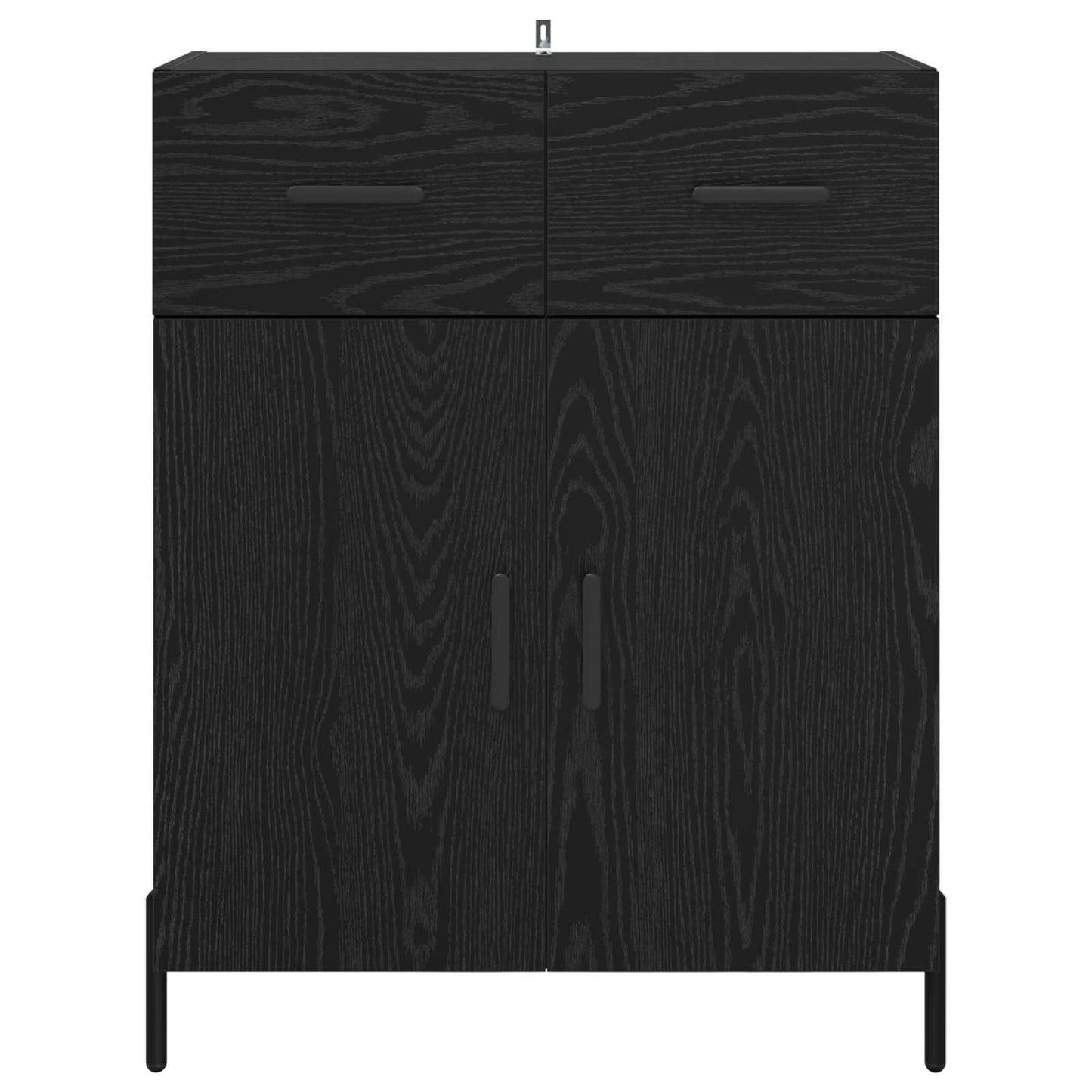 Sideboard med låda Svart Ek 69,5 x 34 x 90 cm Konstruerat trä