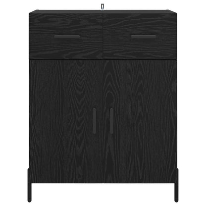 Sideboard med låda Svart Ek 69,5 x 34 x 90 cm Konstruerat trä