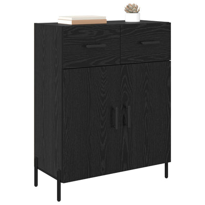 Sideboard med låda Svart Ek 69,5 x 34 x 90 cm Konstruerat trä