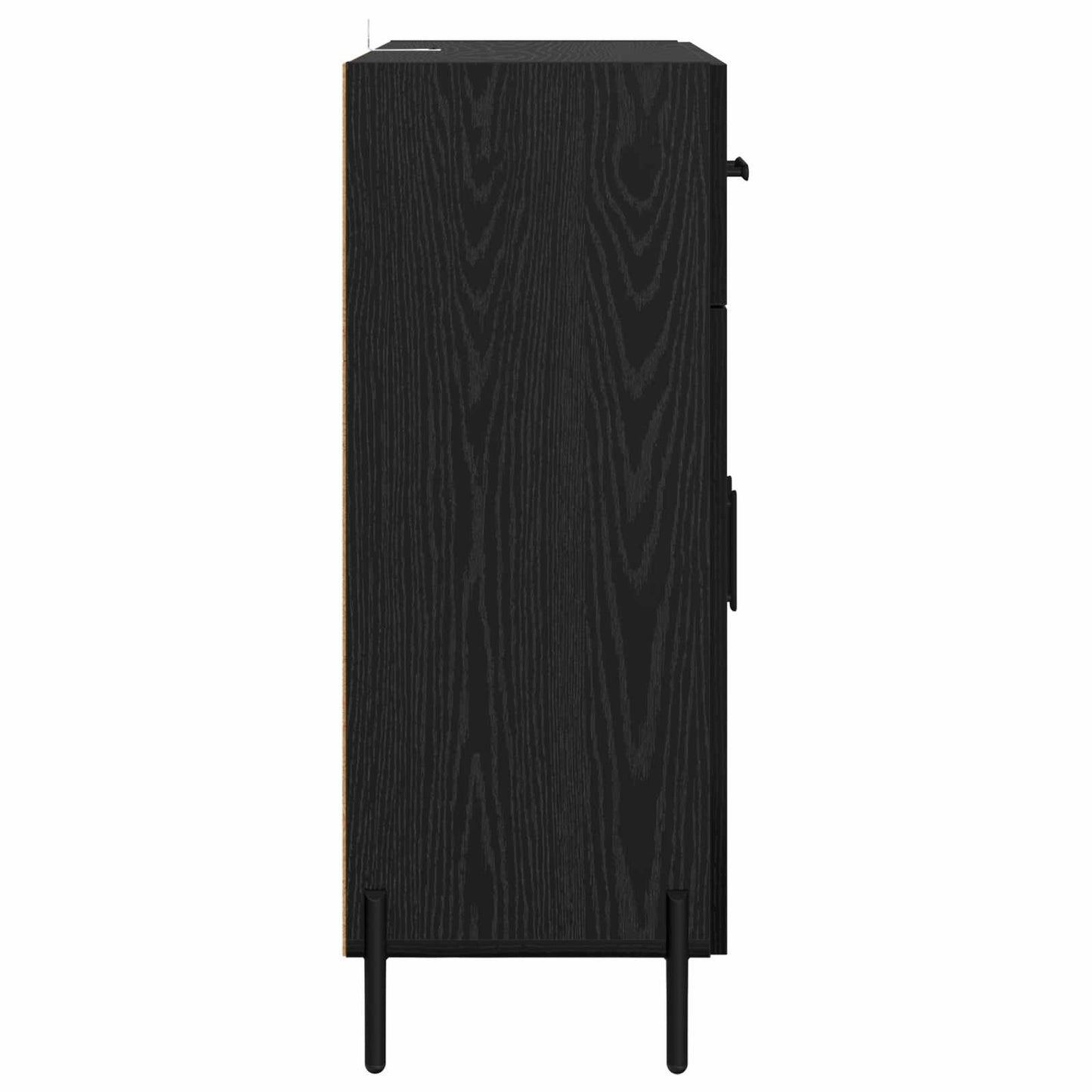 Sideboard med låda Svart Ek 69,5 x 34 x 90 cm Konstruerat trä