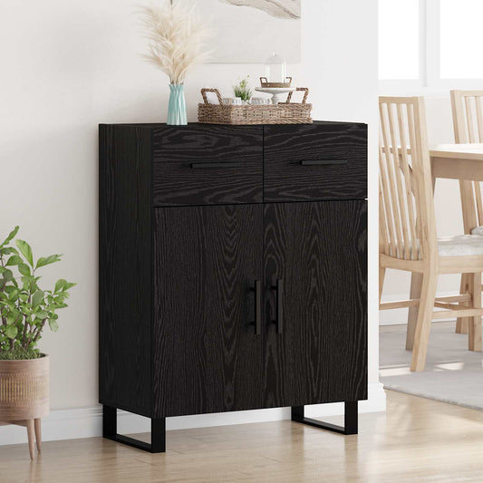 Sideboard med låda Svart Ek 69,5 x 34 x 90 cm Konstruerat trä