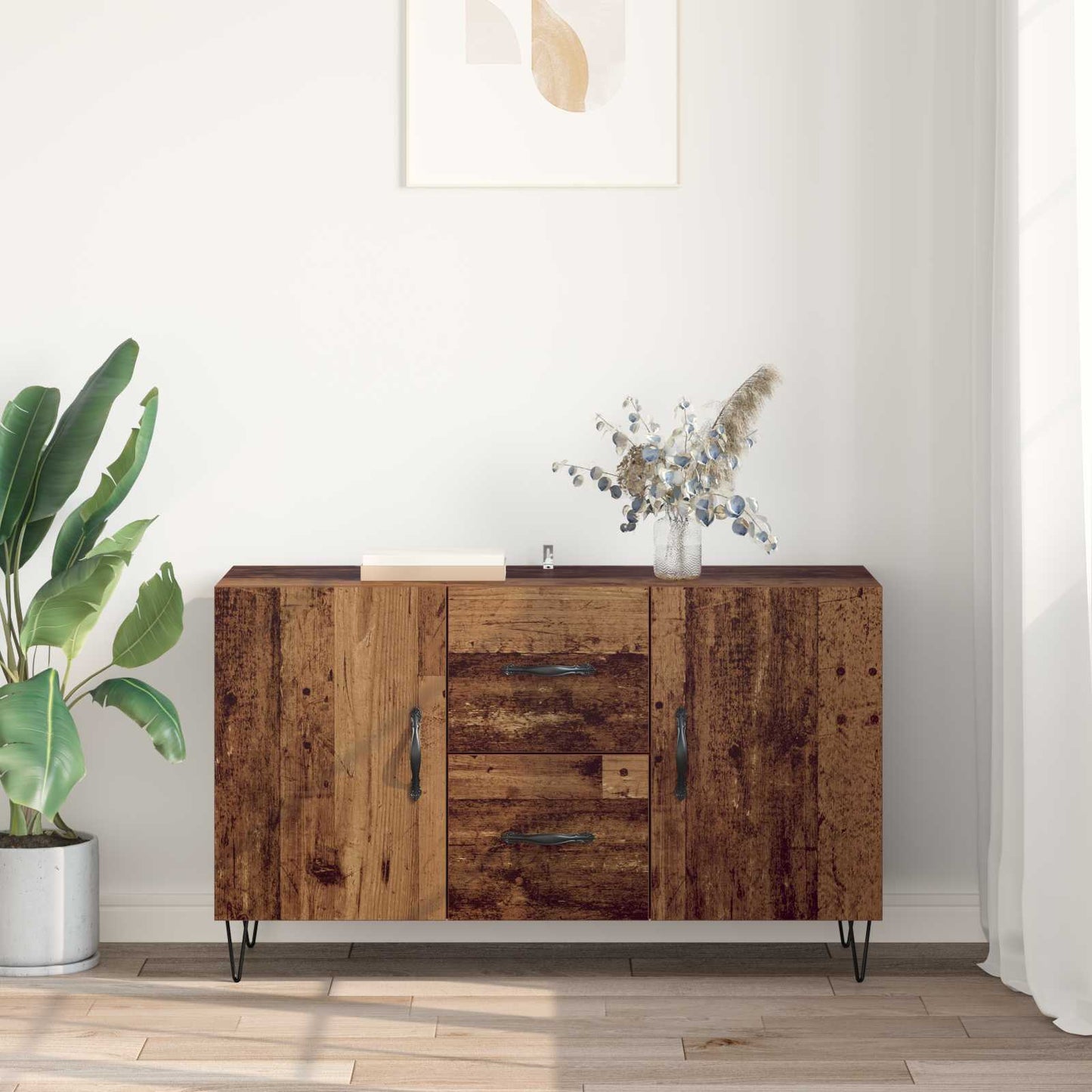 Sideboard med låda Gammalt trä 100 x 36 x 60 cm Konstruerat trä