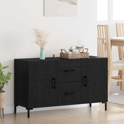 Sideboard med låda Svart Ek 100 x 36 x 60 cm Konstruerat trä