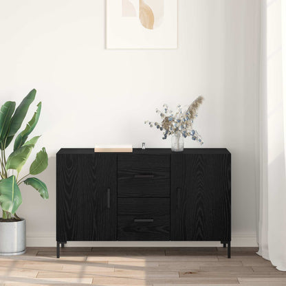 Sideboard med låda Svart Ek 100 x 36 x 60 cm Konstruerat trä