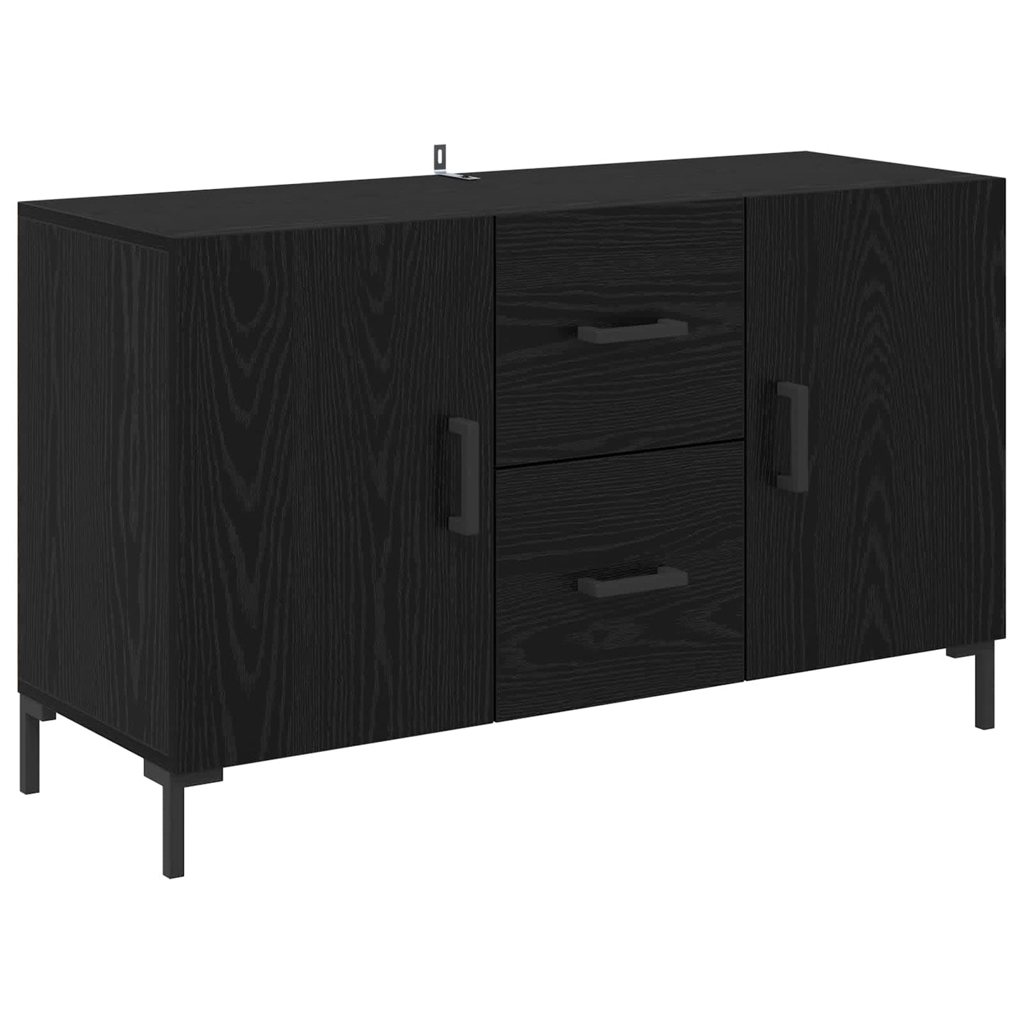 Sideboard med låda Svart Ek 100 x 36 x 60 cm Konstruerat trä