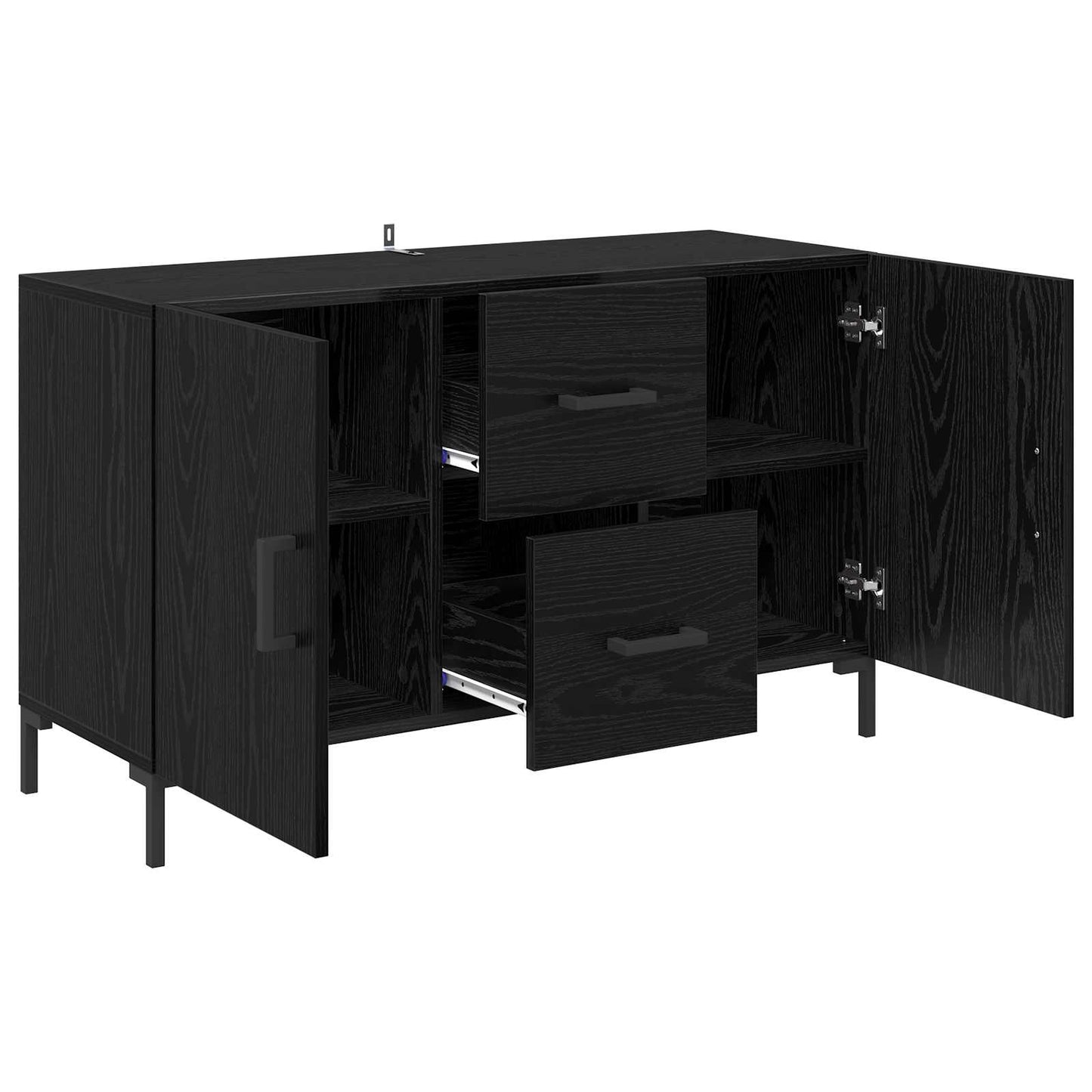 Sideboard med låda Svart Ek 100 x 36 x 60 cm Konstruerat trä