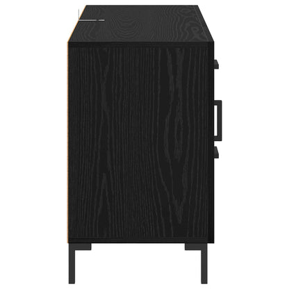 Sideboard med låda Svart Ek 100 x 36 x 60 cm Konstruerat trä
