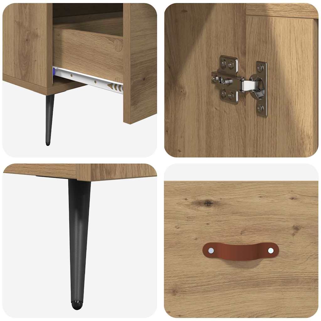 Skåp Artisan Ek 69,5 x 31 x 115 cm och glas